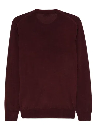 Altea Crew Neck Lunetta Virgin Wool Sweater With Contrasting Patch In Red