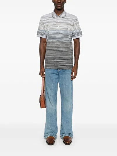 Shop Missoni Slub Cotton Polo Shirt In Grey