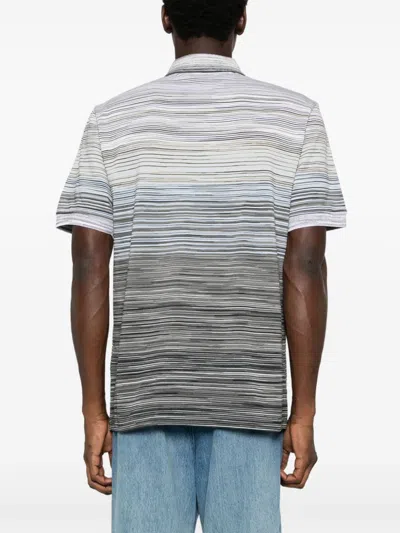 Shop Missoni Slub Cotton Polo Shirt In Grey