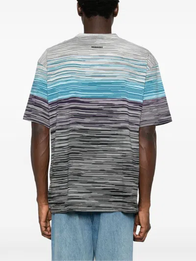 Missoni Gradient-effect Striped Cotton T-shirt In Blue
