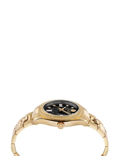 Philipp Plein Queen Crystal Watch With Black Guilloche Dial In Black