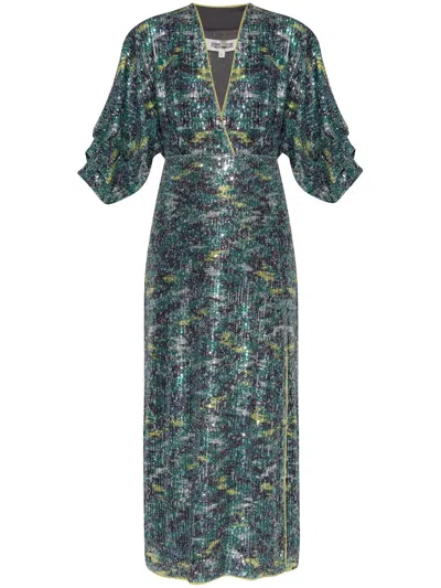 Diane Von Furstenberg Jessel Sequin-embellished Midi Dress In Green
