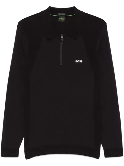 Hugo Boss Rubberised-logo Sweater In Black