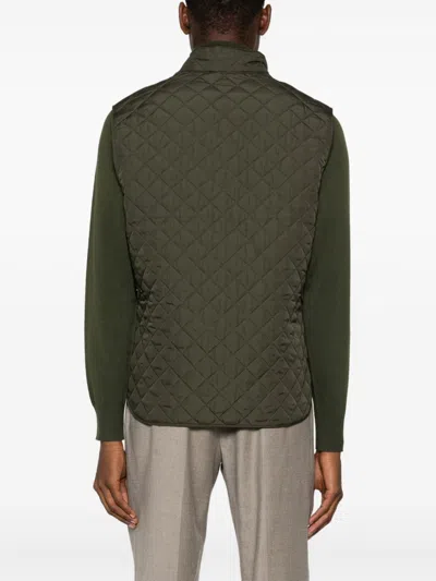 Belstaff Quilted Diamond Recycled Front Pockets Jacket In Green