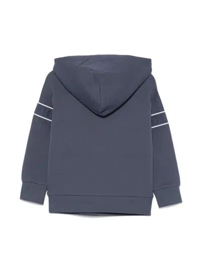 Emporio Armani Jacquard-logo-sleeve Hoodie In Blue