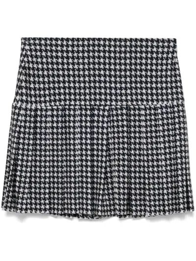 Norma Kamali Printed Pleated Short Skirt In Black