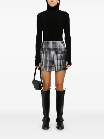 Norma Kamali Printed Pleated Short Skirt In Black