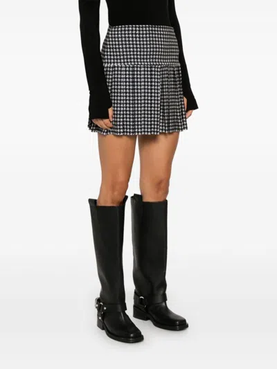 Norma Kamali Printed Pleated Short Skirt In Black