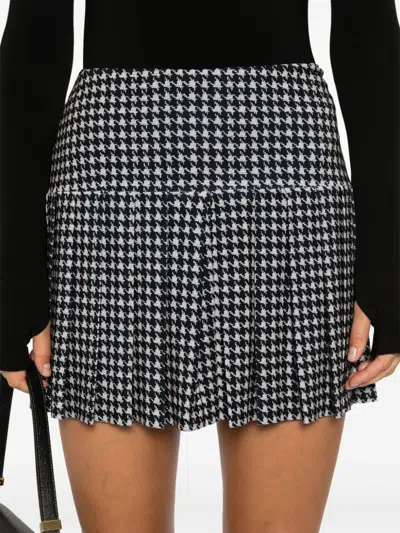 Norma Kamali Printed Pleated Short Skirt In Black