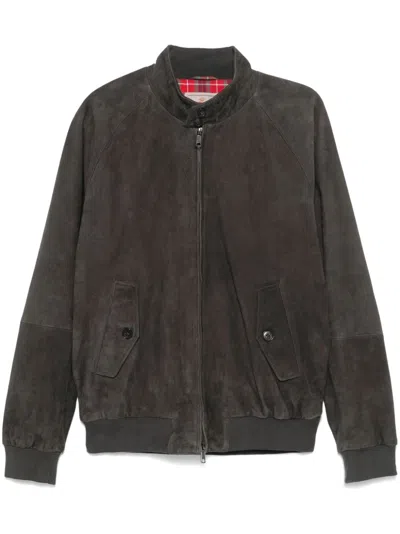 Baracuta G9 Harrington Panelled Suede Jacket In Black