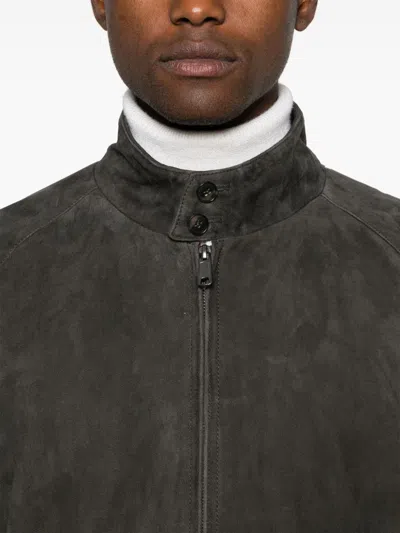 Baracuta G9 Harrington Panelled Suede Jacket In Black
