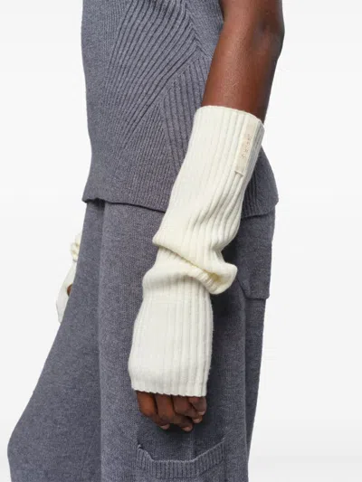 Apparis Ribbed-knit Fingerless Gloves In Neutrals