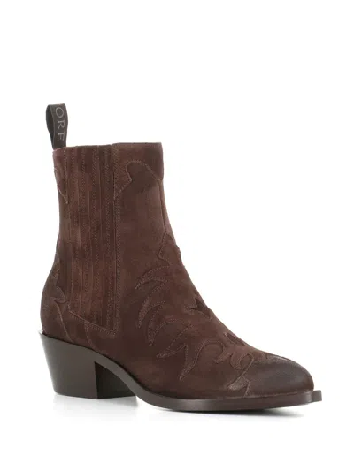 Sartore 45mm Western Suede Ankle Boots In Brown