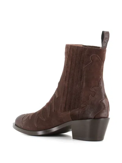 Sartore 45mm Western Suede Ankle Boots In Brown