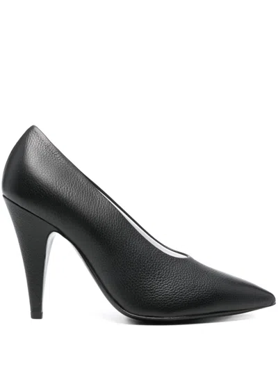 Moschino 100mm Leather Pumps In Black