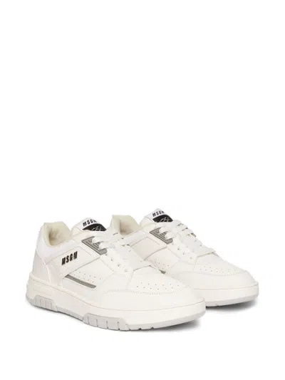 Msgm Ogo-print Leather Sneakers In White