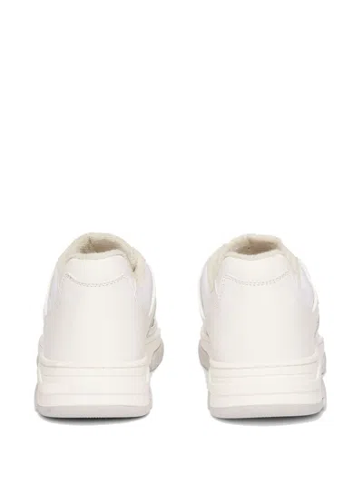 Msgm Ogo-print Leather Sneakers In White