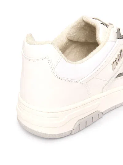 Msgm Ogo-print Leather Sneakers In White