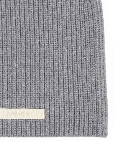Apparis Logo-patch Ribbed-knit Beanie In Grey