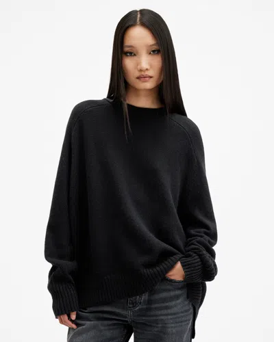 Allsaints Ines Recycled Cashmere Wool Blend Jumper In Black