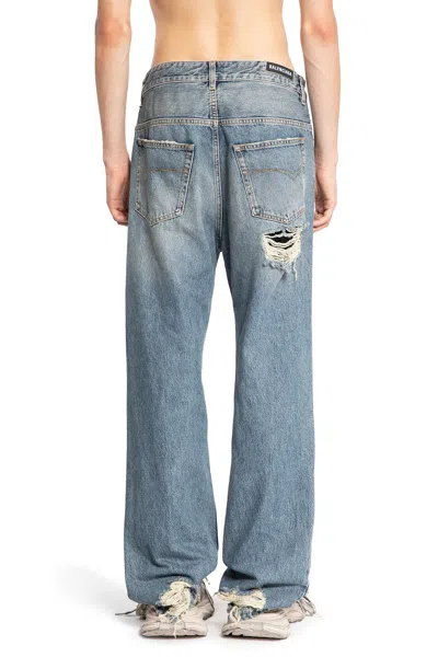 Shop Balenciaga Man Blue Jeans