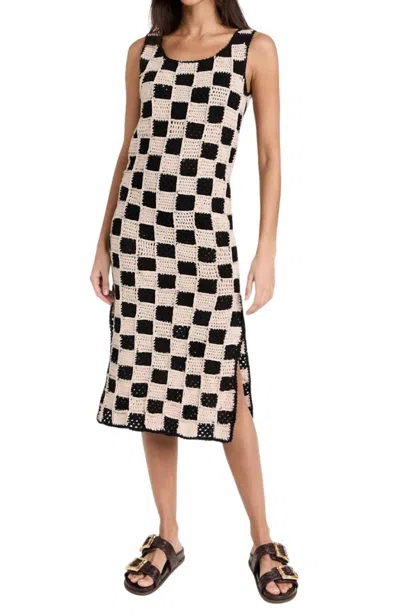 Cleobella Danika Crochet Ankle Dress In Black/white In Multi
