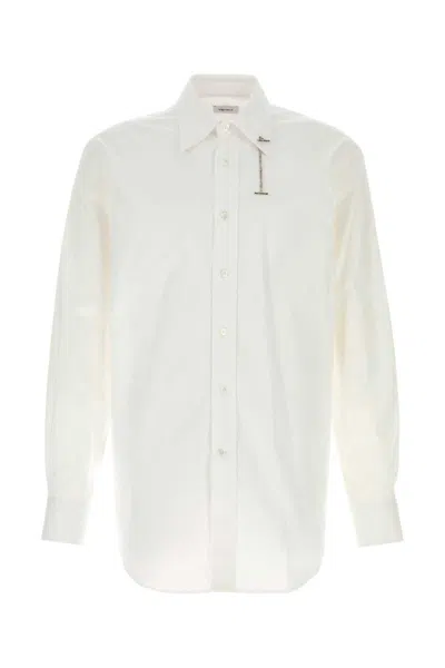 Alexander Mcqueen Classic Tailored Poplin Shirt For Men In White