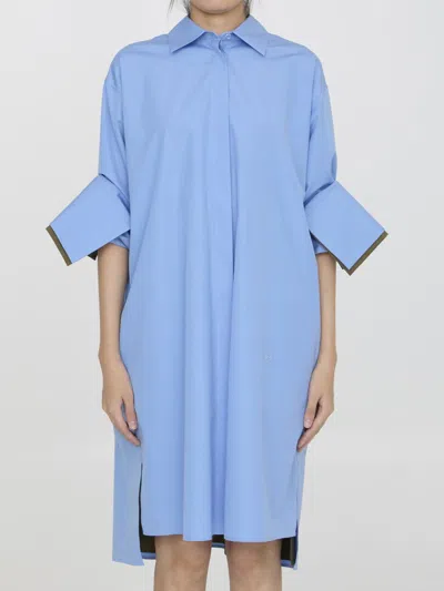 Shop Loewe Cotton Shirt Dress In Blue