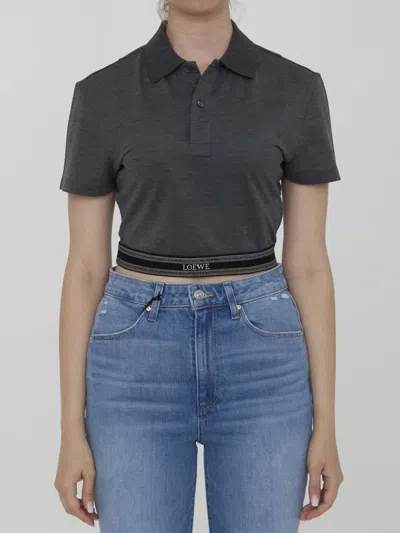 Shop Loewe Cropped Polo In Multicolor