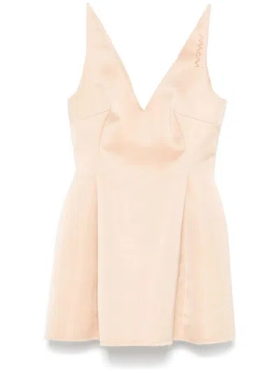 Marni Duchess Satin Mini Dress In Pale Peach