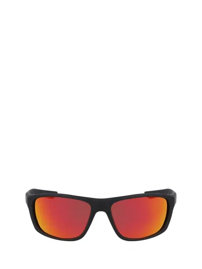 Shop Nike Sunglasses In Matte Black/red Mirror