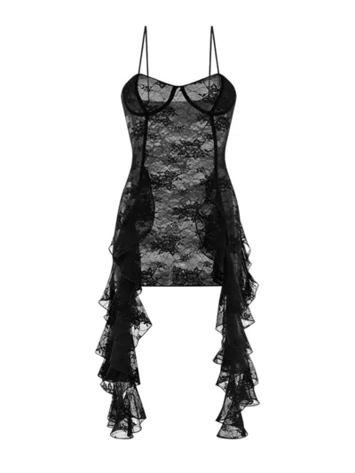 OSEREE OSÉREE LACE RUFFLE MINI DRESS 