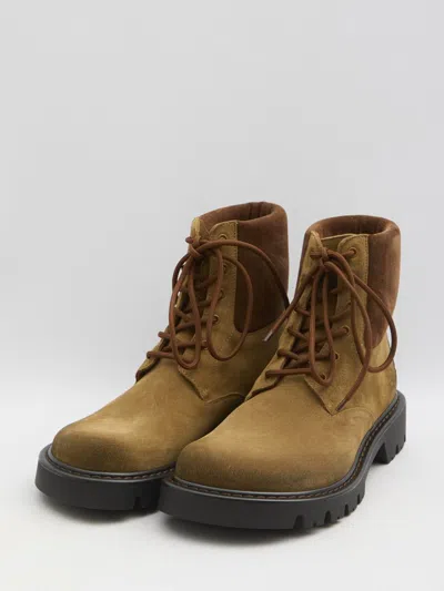 Shop Loewe Sierra Combat Boots In Brown