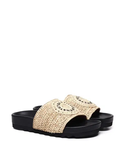 Stella Mccartney Woven Slides In Neutral