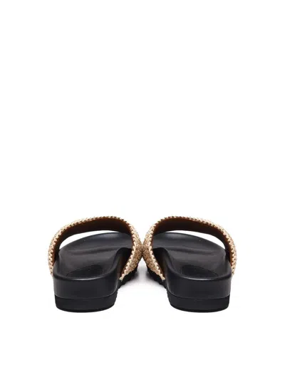 Stella Mccartney Woven Slides In Neutral