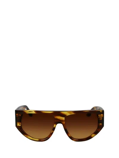 Victoria Beckham B-buckle 55mm Modified Rectangular Sunglasses In Striped Tobacco