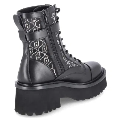 Pre-owned Liu •jo Liu Jo Damen Biker Boots Schnürstiefeletten Flair 03 Schwarz Reissverschluss