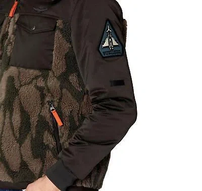 Pre-owned Aeronautica Militare Jacke Crew Chief Doppelt Stoff Ab2202 Tarnung In Mehrfarbiges Grün