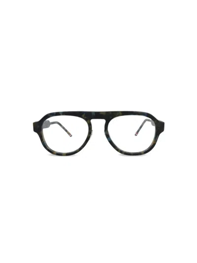 Thom Browne Aviator-frame Acetate Optical Frames In Navy Tortoise