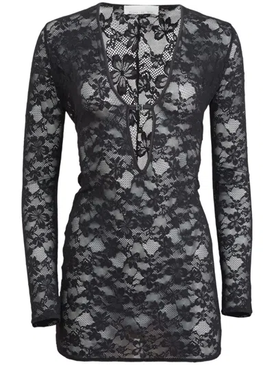 Fleur Du Mal Le Stretch Lace Mini Dress In Black