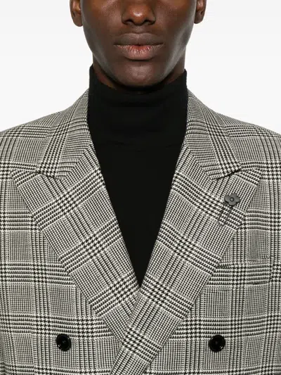 Shop Lardini Puppytooth Blazer In Black