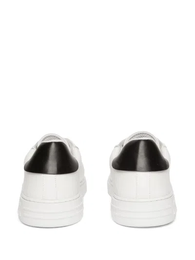 Msgm Logo-plaque Leather Sneakers In White