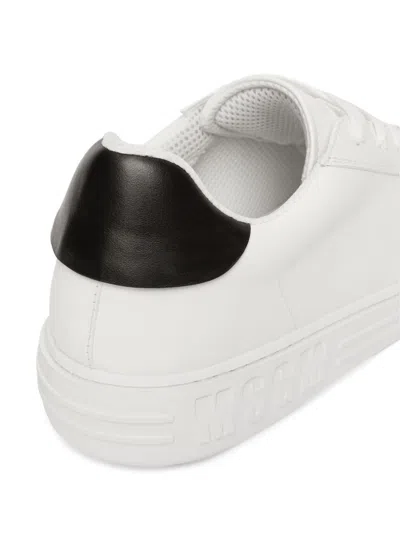 Msgm Logo-plaque Leather Sneakers In White