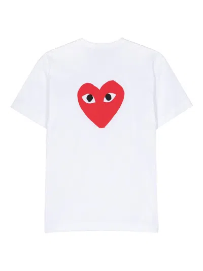 Comme Des Garçons Play White Double Hearts At Back T-shirt In White