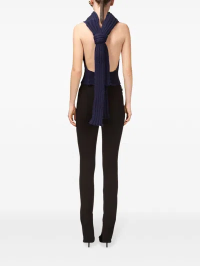 Area Sleeveless Twisted Knit Top In Blue