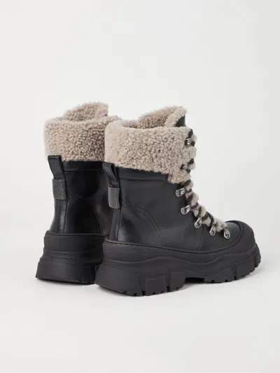 Brunello Cucinelli Panelled Ankle Boots In Black