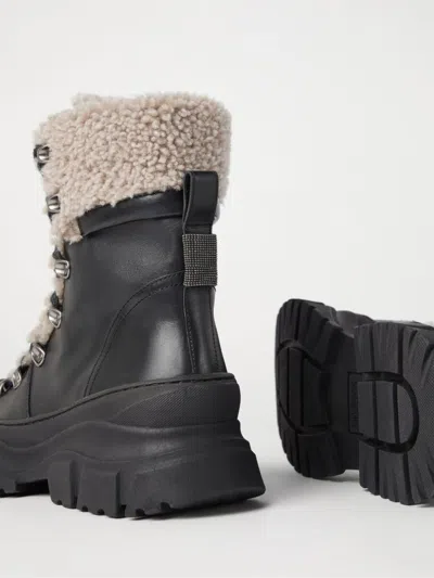 Brunello Cucinelli Panelled Ankle Boots In Black