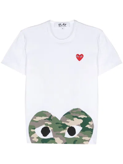 Comme Des Garçons Play Heart-patch Cotton T-shirt In White
