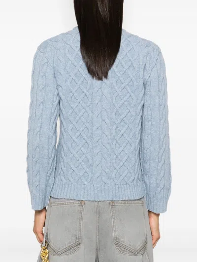 Moschino Cable-knit Sweater In Blue