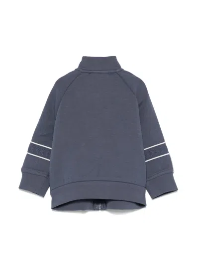 Emporio Armani Embossed-logo Zip-up Sweatshirt In Blue